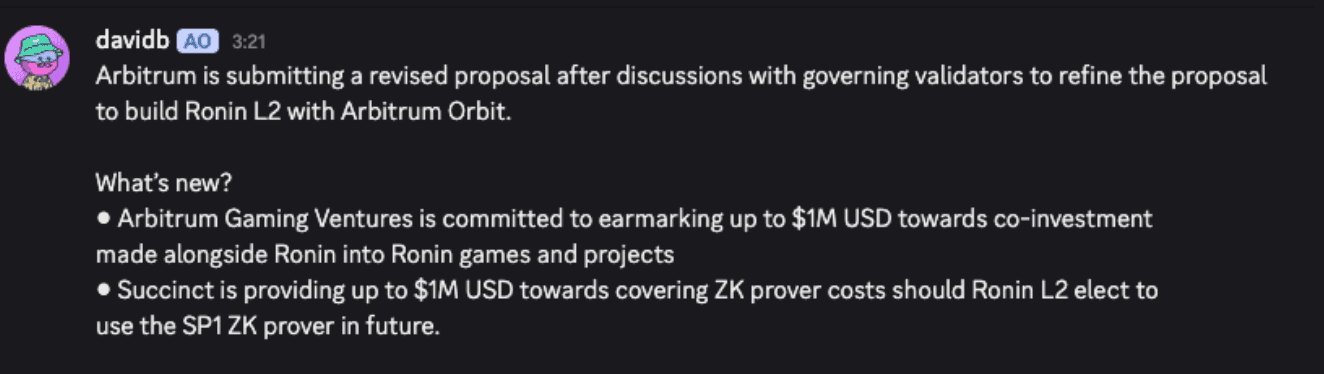 Arbitrum Proposes to Develop Ronin L2