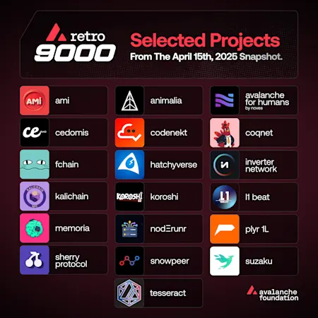 Avalanche Reveals First Retro9000 Grantees