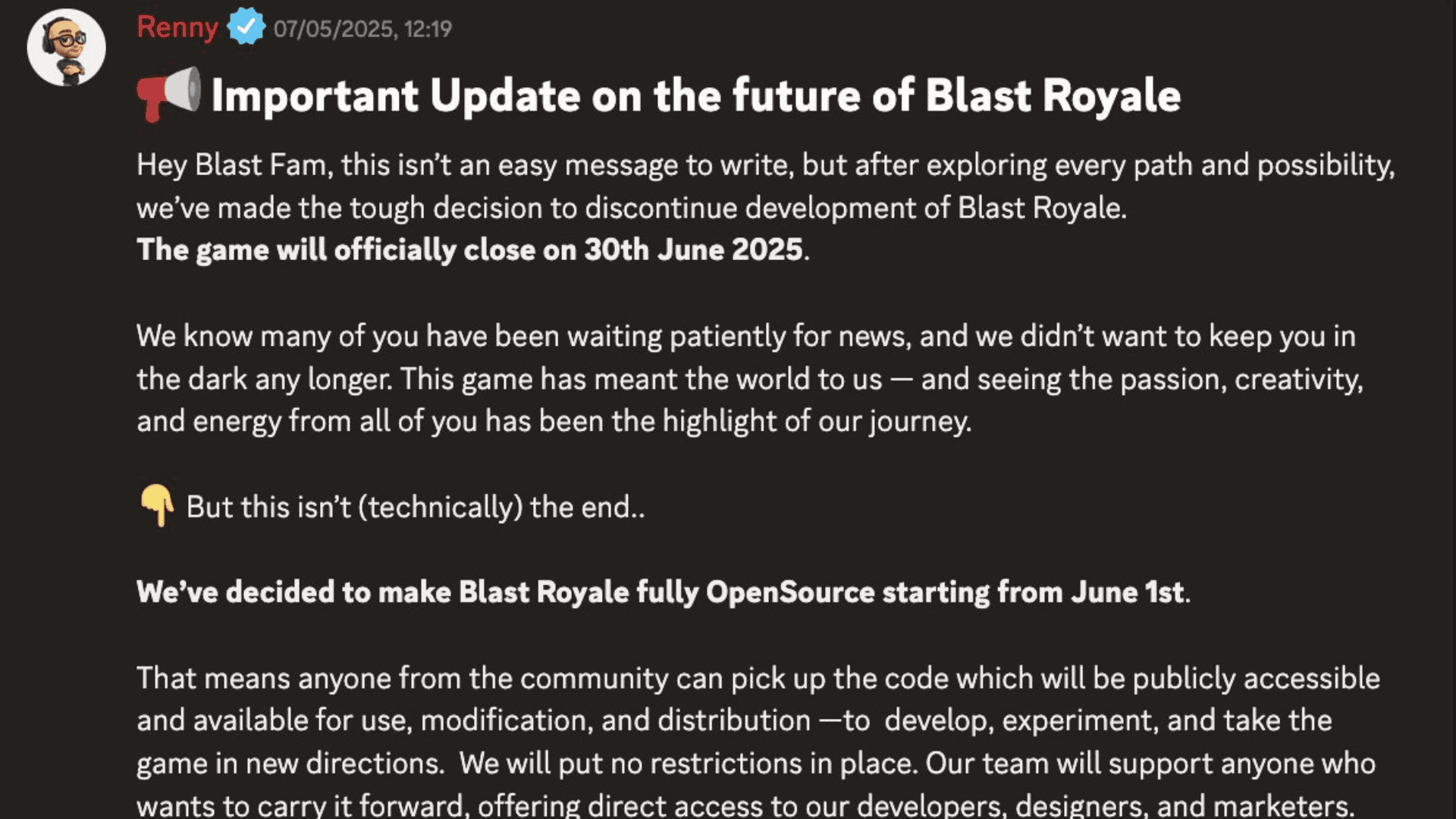Blast Royale Game to End Development