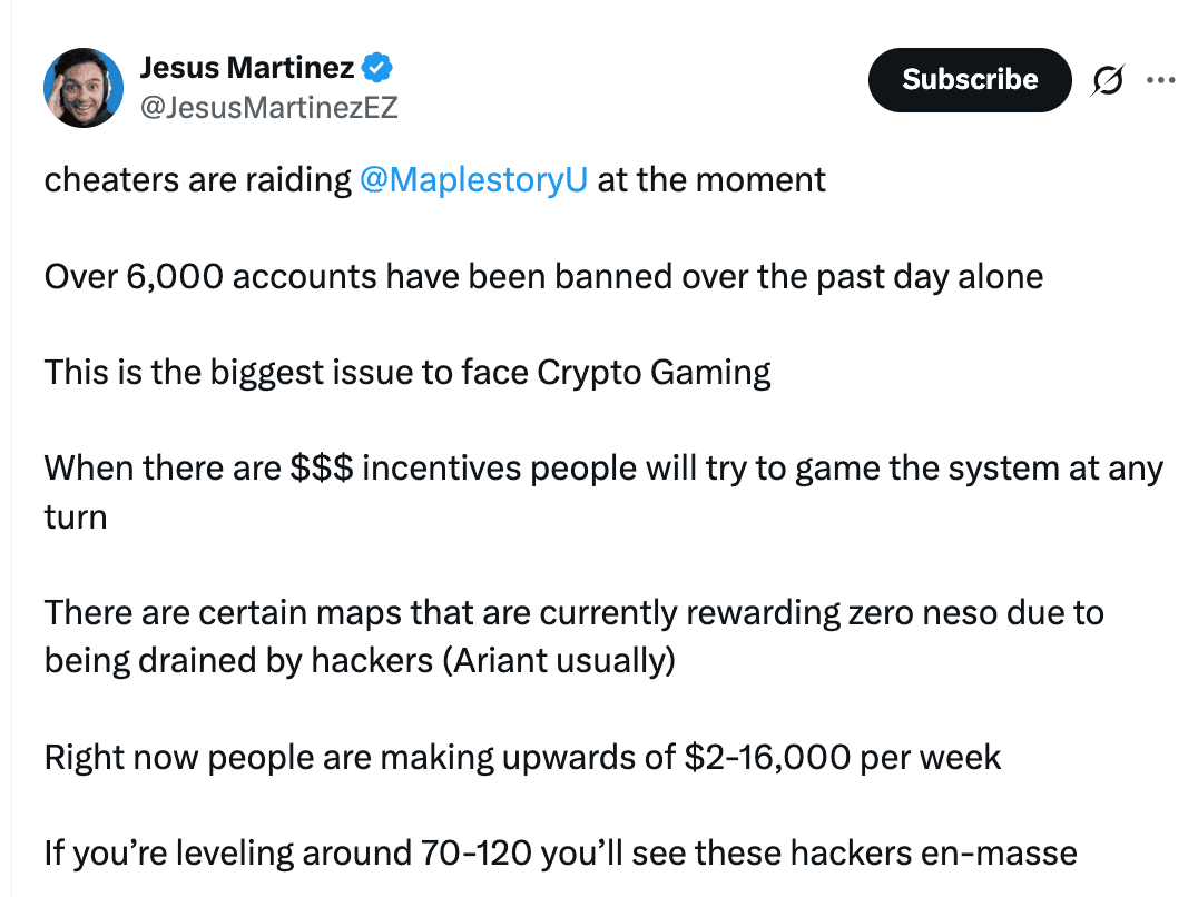 Cheating in Web3 Games Threatens Sustainability