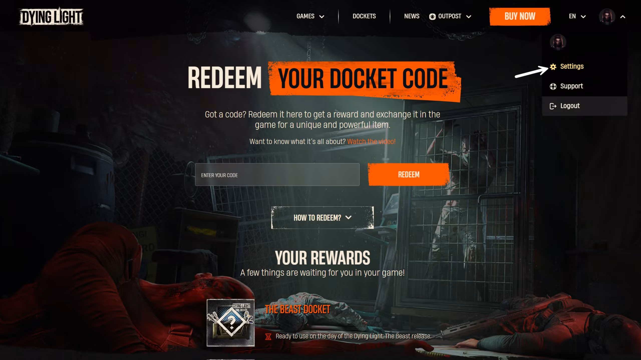 Dying Light: The Beast Guide: All Active Docket Code
