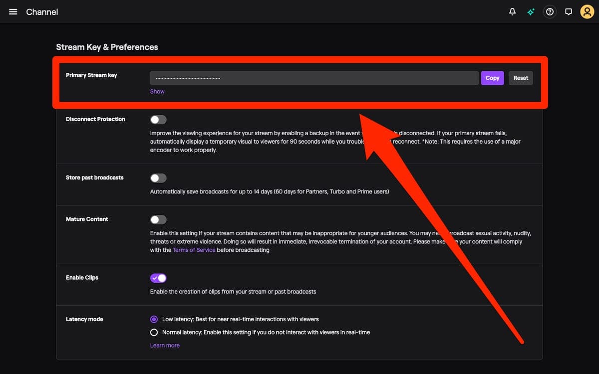 Finding Your Stream Key