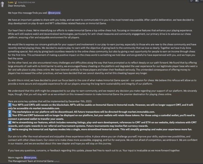 Immortal Game Discord Announcement 