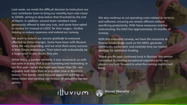 Illuvium Announces Team Restructuring to Lower Burn Rate