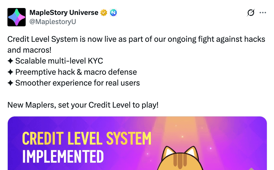 MapleStory Adds Credit Levels to Stop Botting