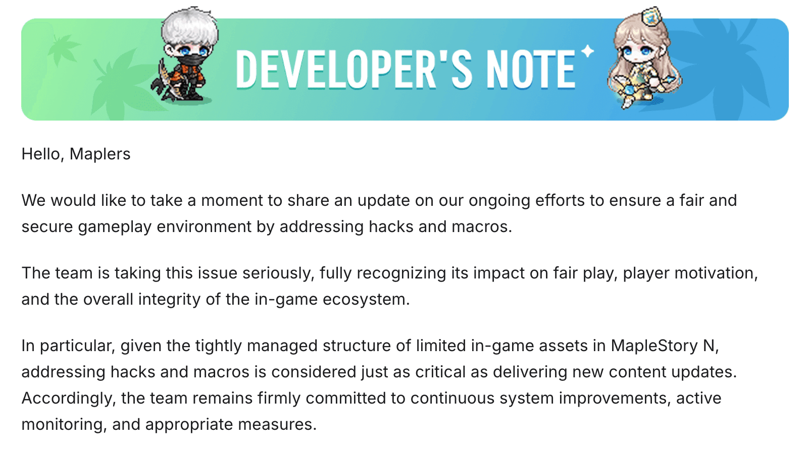 MapleStory N Enhances Security Measures