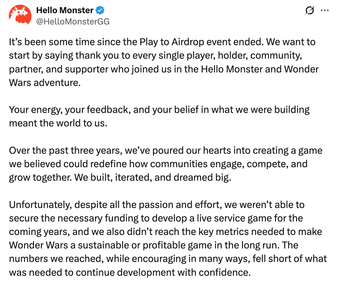 Two More Web3 Games to be Discontinued