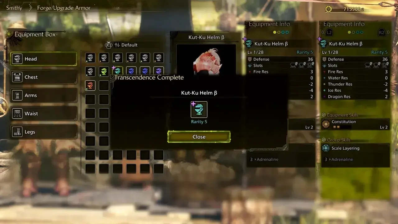 Transcendence enhancement menu