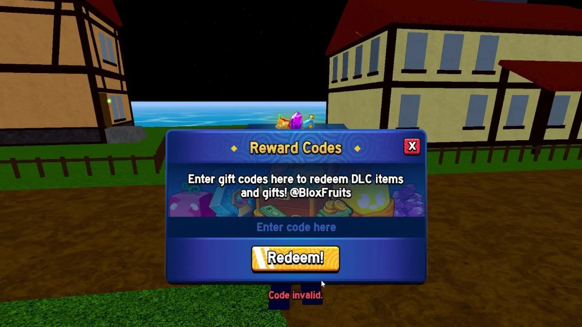 Enter codes in redemption menu