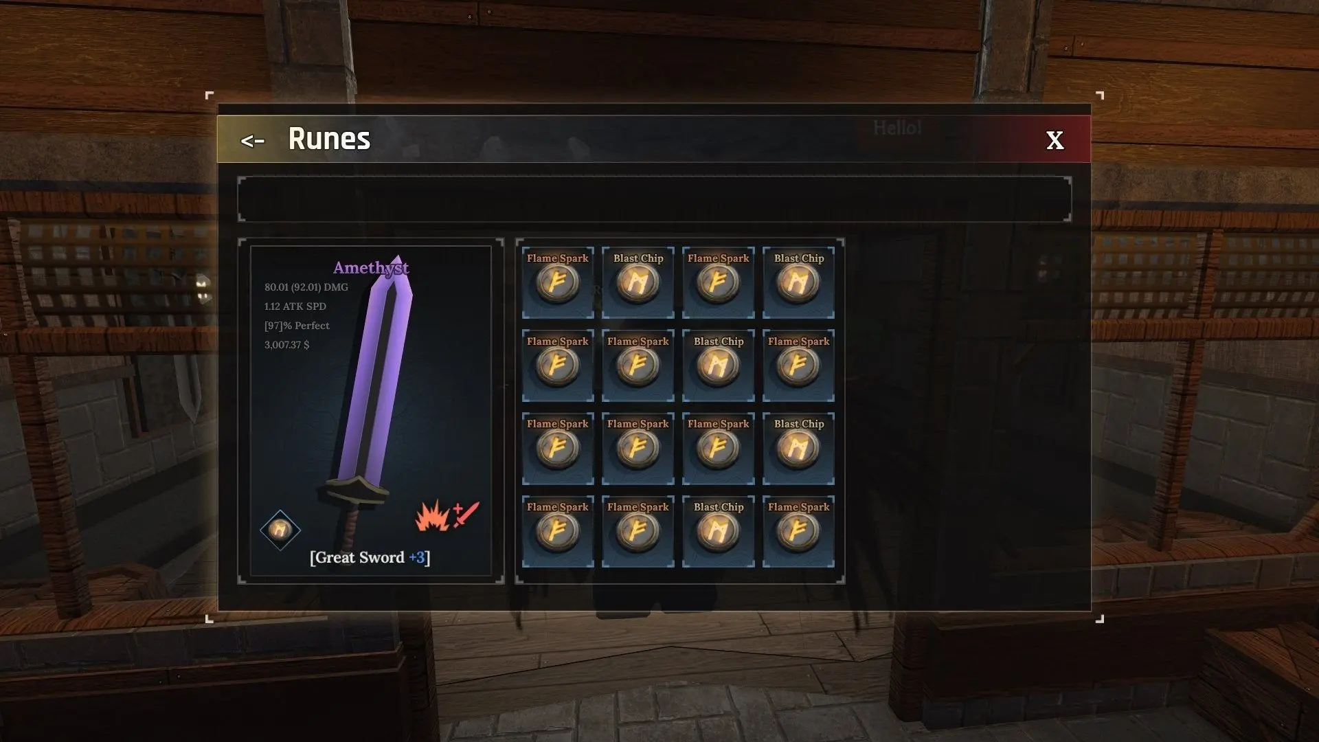 Armor rune socket interface