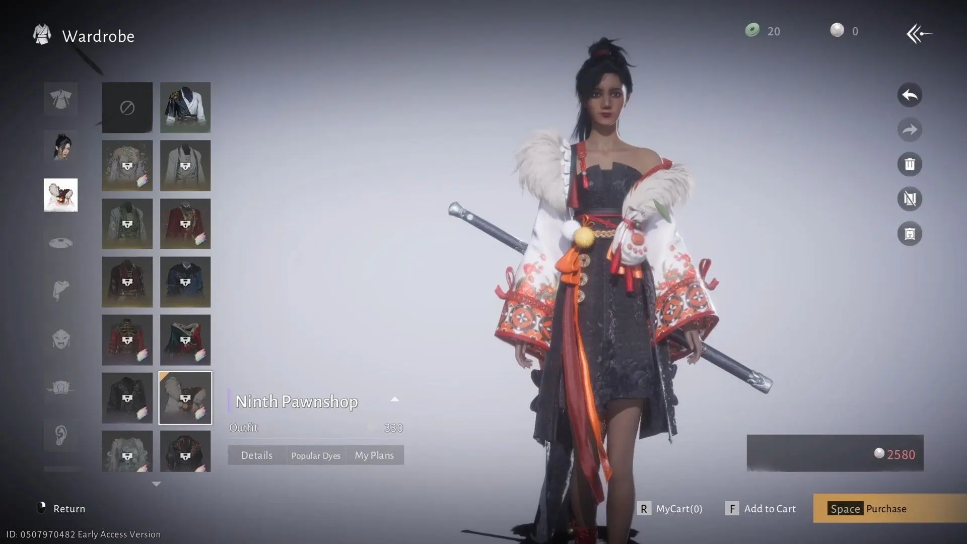 Weapon selection screen showing umbrella and spear options