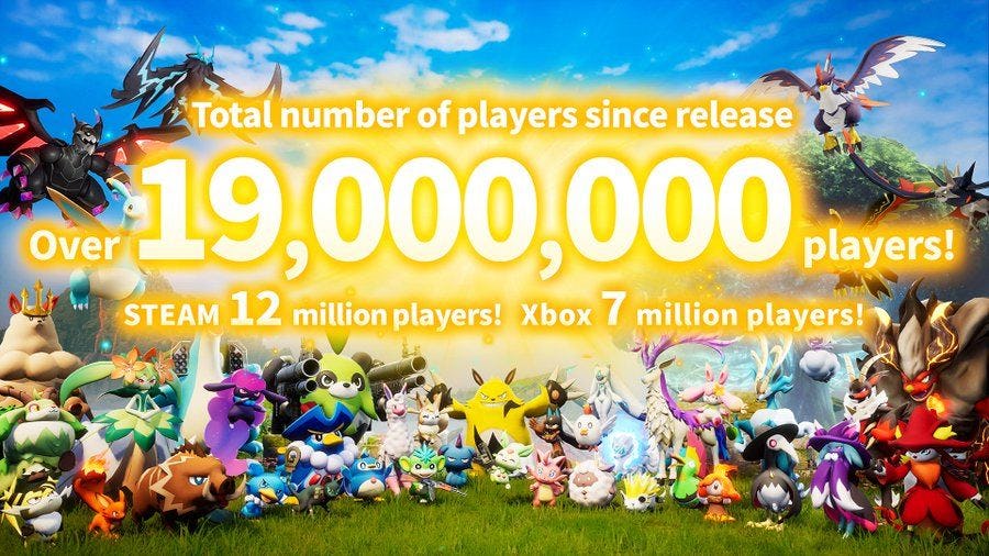 Palworld Hits Over 19 Million Players in Just 2 Weeks