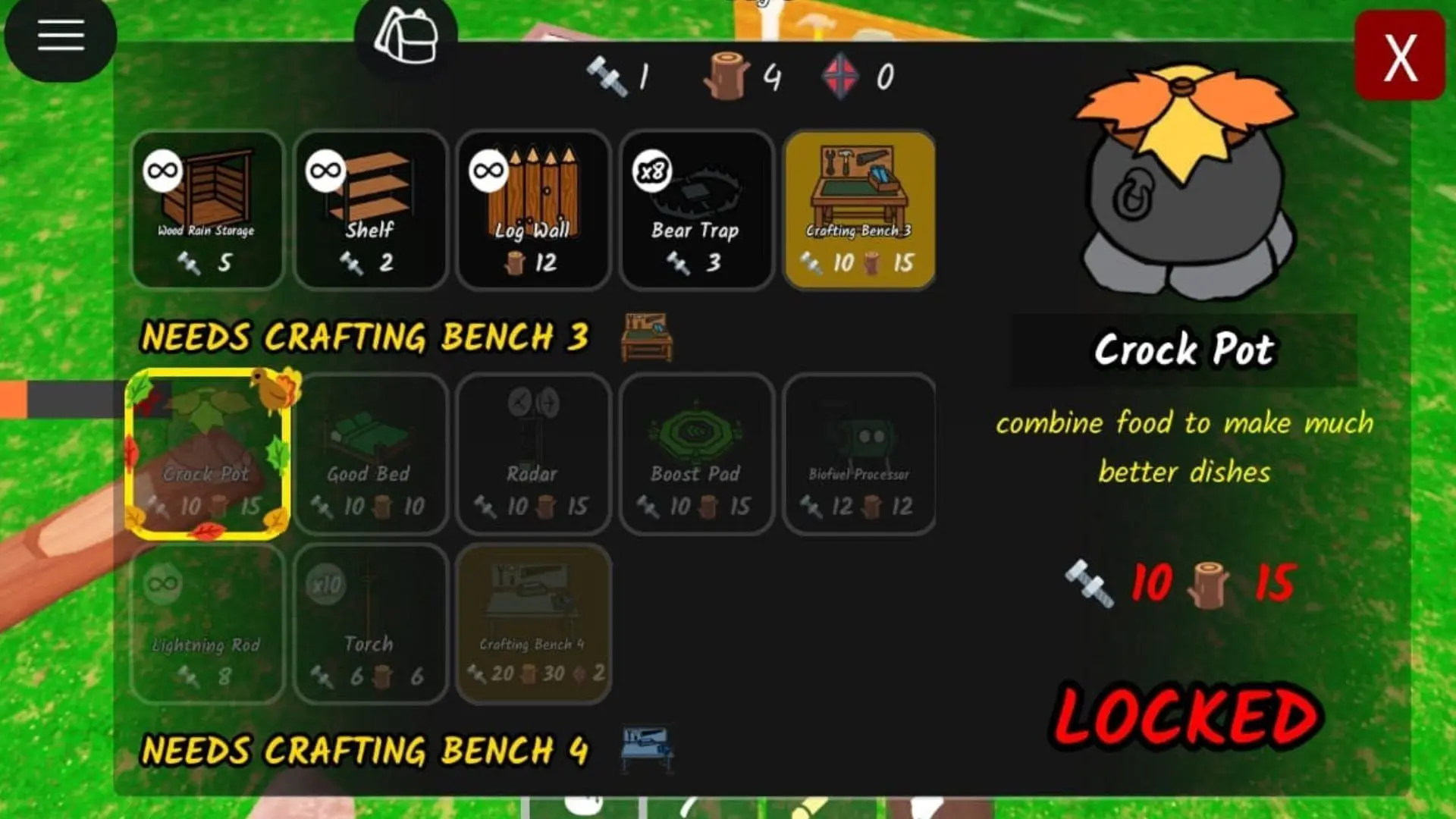 Crock Pot crafting requirements