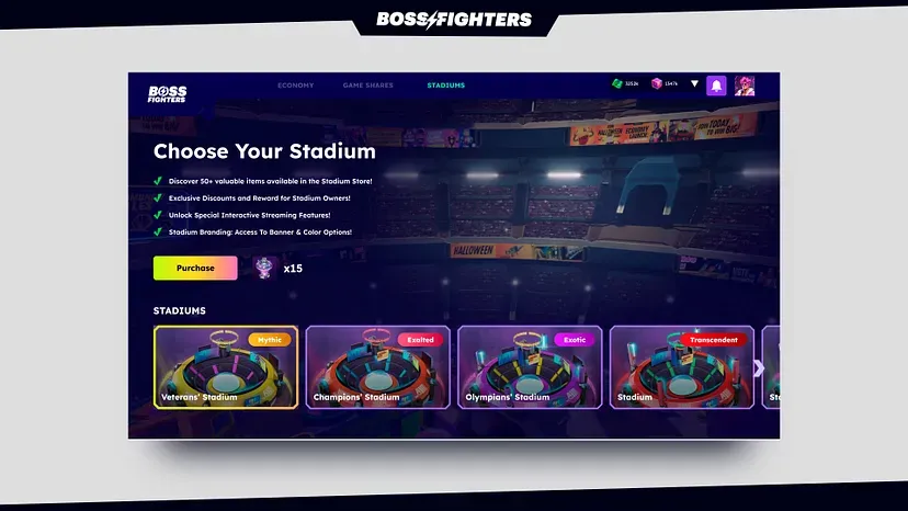 Boss Fighters Introduces Stadiums to Expand Game Economy
