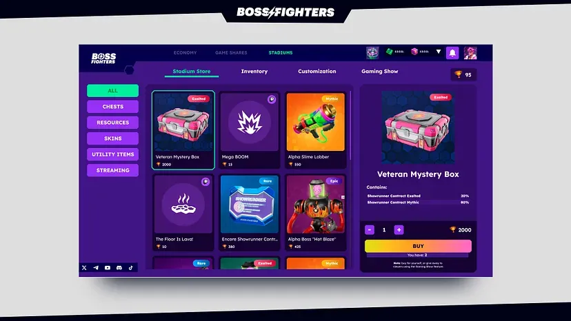 Boss Fighters Introduces Stadiums to Expand Game Economy