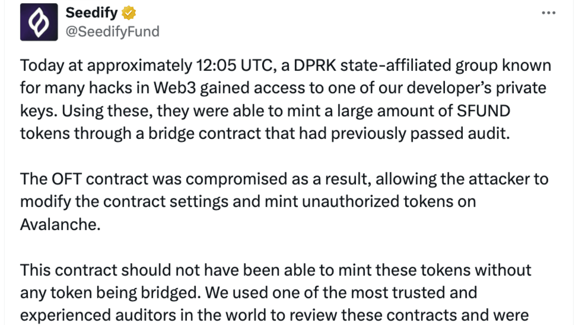 Seedify Suffers $1.2 Million Breach