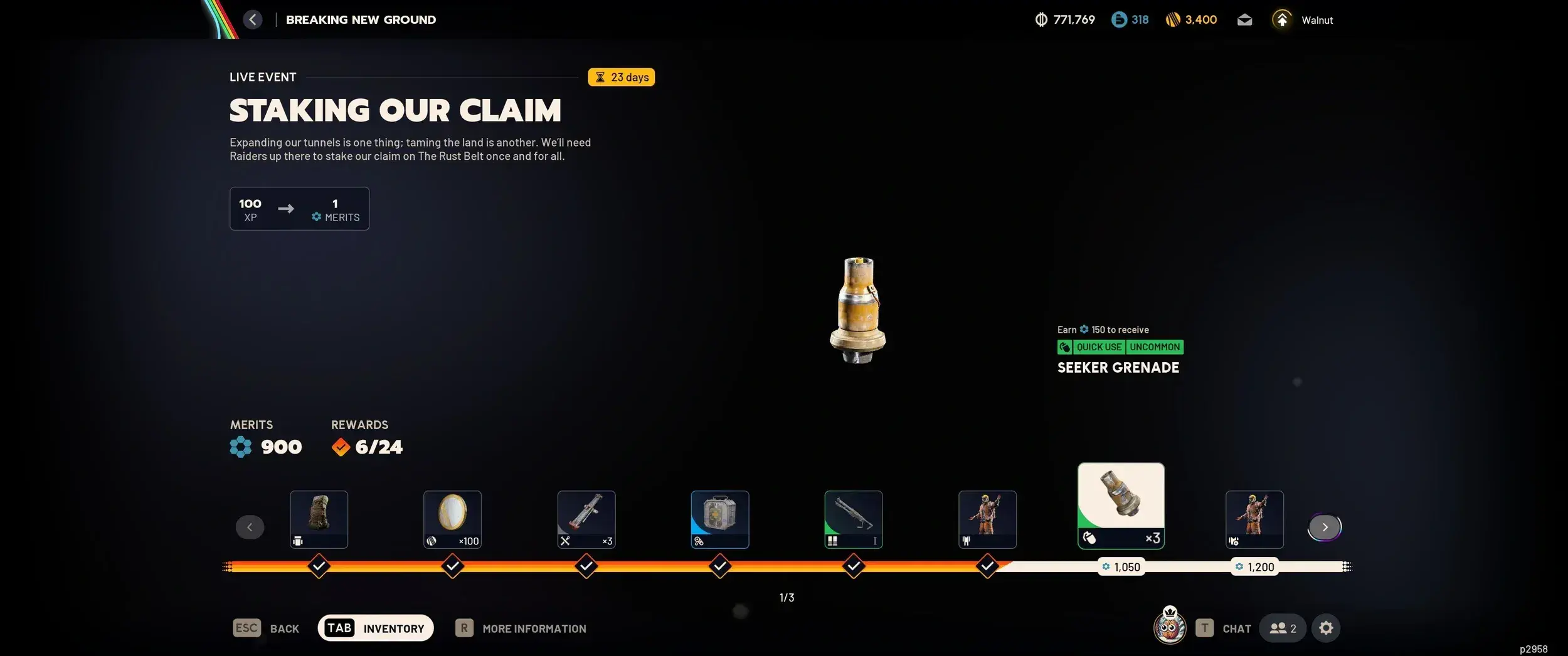 Merit reward progression showing exclusive Stella Montis event items