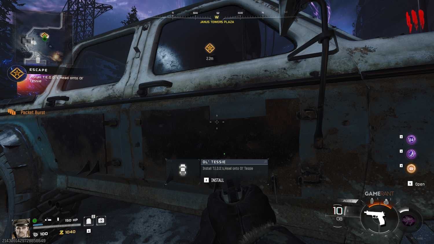 Installing T.E.D.D.'s head to activate Ol' Tessie vehicle system