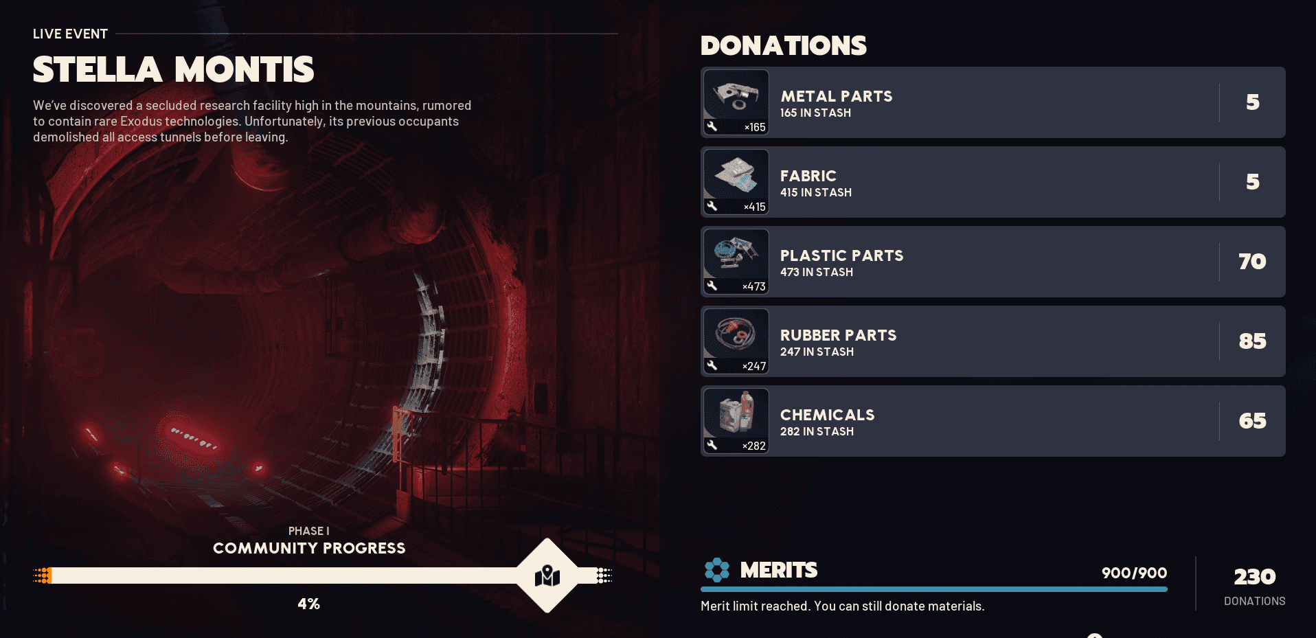 Breaking New Ground material donation interface in Arc Raiders