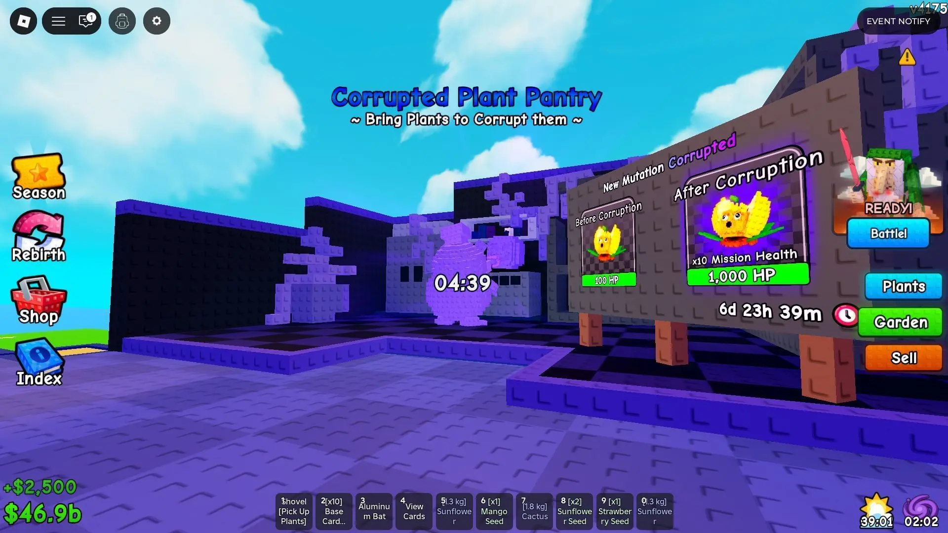 Corrupted Plant Pantry menu