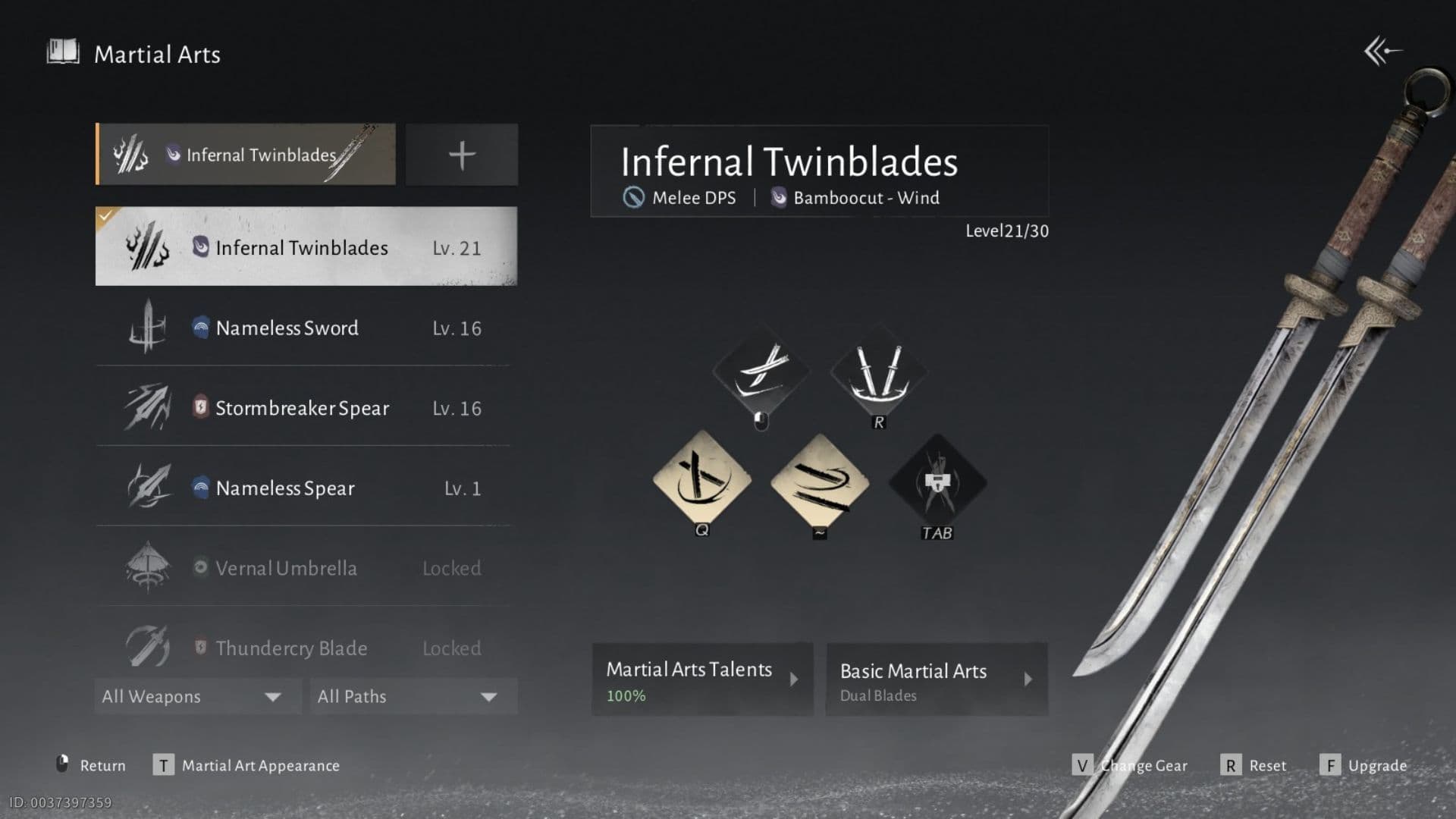 In-game weapon set guide showing recommended combinations and stats